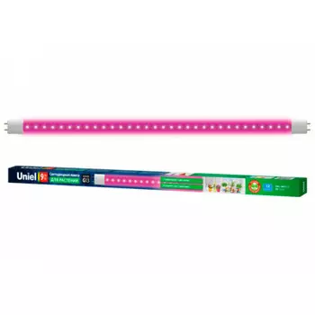 Лампа светодиодная для растений Uniel LED-t8-9w g13 cl plp30wh форма t8 прозрачная