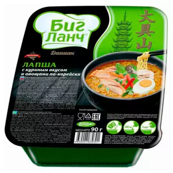 Лапша Биг Ланч дагшан 90г курица с овощами по-корейски