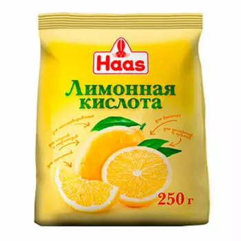 Лимонная кислота хаас 250 г пищевая