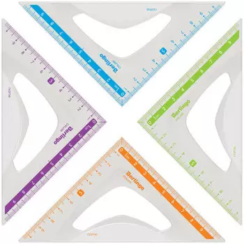 Линейка берлинго треугольник 45° 10 см колор пластиковый ассорти 292848