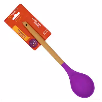 Ложка с кухонная Тут Просто силикон/бук 31см фиолетовая