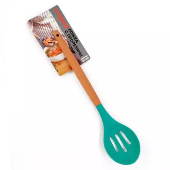 Ложка с прорезями Unigood силикон 31 см бирюзовая ch30020-2