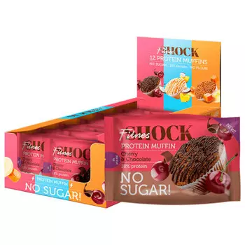 Маффин протеиновый фитнес шок 40 г шоколад-вишня