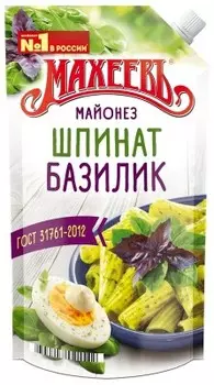 Майонез махеев 400 г 50, 5% шпинат базилик дой-пак