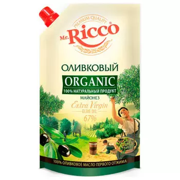 Майонез mr. ricco 400мл 67% оливковый дой-пак