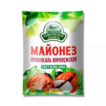 Майонез воронежский 200мл 51% провансаль дой-пак