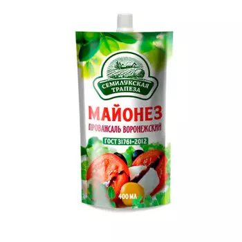 Майонез воронежский 400мл 51% провансаль дой-пак