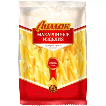 Макароны лимак 450 г перья гладкие