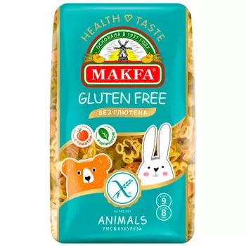 Макароны MAKFA 300г безглютеновые фигурки зверят