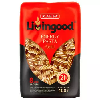 Макароны макфа 400 г ливингуд спирали высокобелковые