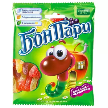 Мармелад жевательный Бон Пари 75г кислые червячки Nestle