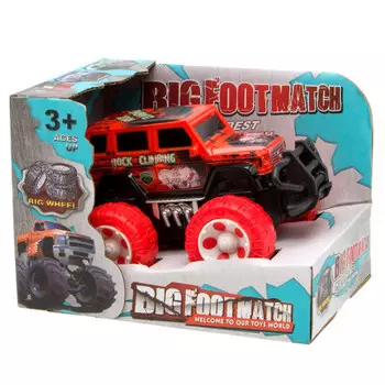 Машина BigFoot инерционная 14см красный пластик в/к 9679