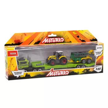 Машина Motorro 1:55 трейлер с трактором металл 103023