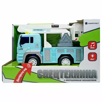 Машина нордпласт автовышка спецтехника инерционная звук/свет 9/0072