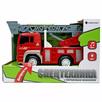 Машина нордпласт пожарная с лестницей инерционная звук/свет 9/0074