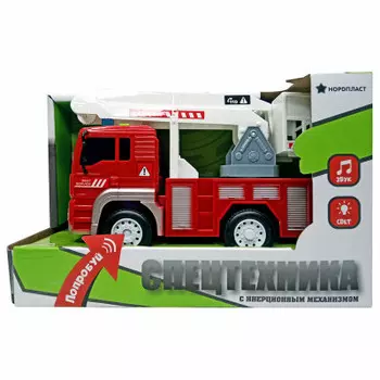 Машина нордпласт пожарная с вышкой инерционная звук/свет 9/0075