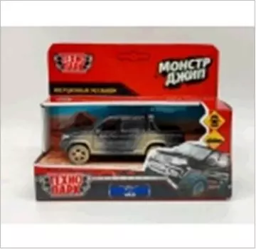 Машина технопарк монстр джип 12 см инерц черный металл 315130