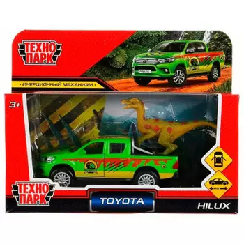 Машина технопарк тойота сафари 12 см инерц металл с динозавром в/к 299324