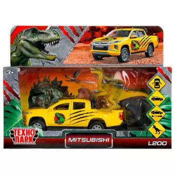 Машинатехнопарк митсубиси l200 динозавры 13 см металл 315134