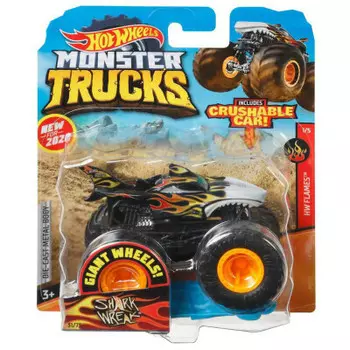 Машинка маттел хот вилс базовый монстр трак 1:64 акула fyj44