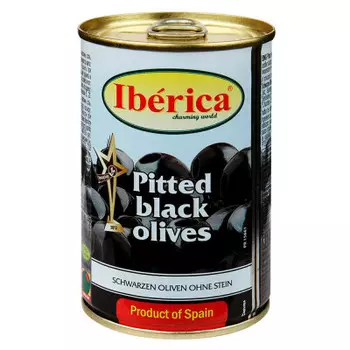 Маслины чёрные крупные Iberica с косточкой 420г