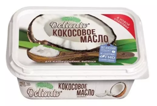 Масло кокосовое delicato 200 г 99, 9%