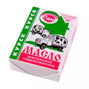 Масло Крестьянское сладко-сливочное Молочный Дом 180г 72,5%