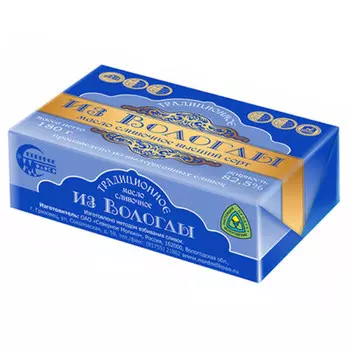 Масло сливочное из Вологды Крестьянское 180г 82,5%