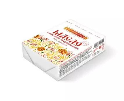 Масло сливочное крестьянские узоры 180 г 72, 5% несоленое фольга