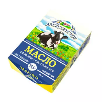 Масло сливочное крестьянское 180 г 72, 5% в/с алексеевский мкк