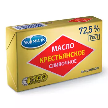 Масло сливочное крестьянское 180г 72,5% фольга Экомилк