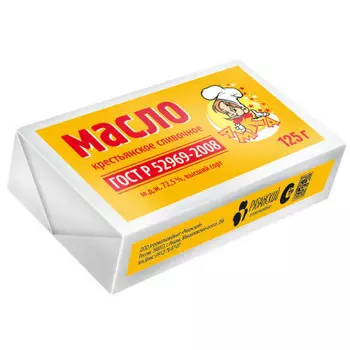 Масло сливочное крестьянское амка 125 г 72, 5% гост