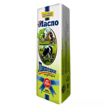 Масло сливочное липецкое подворье 400 г 72,5% крестьянское фольга лпк