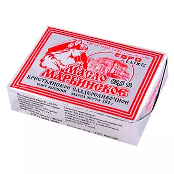 Масло сливочное Марьинское евро люкс 180г 82,5% в/с фольга молочный дом