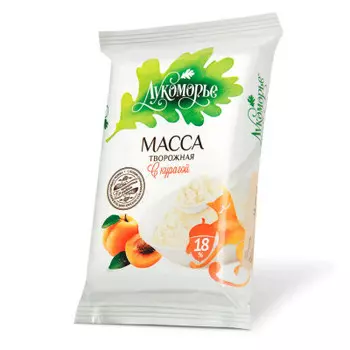Масса творожная лукоморье 180 г 18% курага флоупак