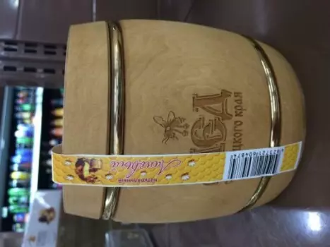 Мед 1000 г липовый деревянный бочонок с ободом