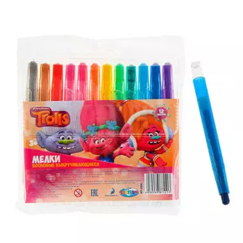 Мелки восковые 12шт Тролли