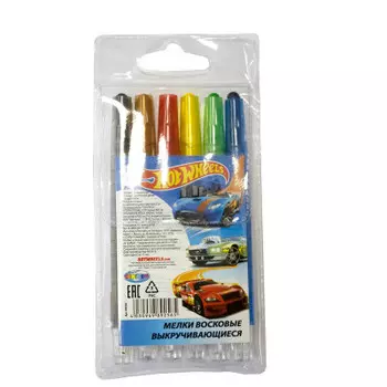 Мелки восковые 6цв Centrum Hot Wheels выкручивающиеся 89256
