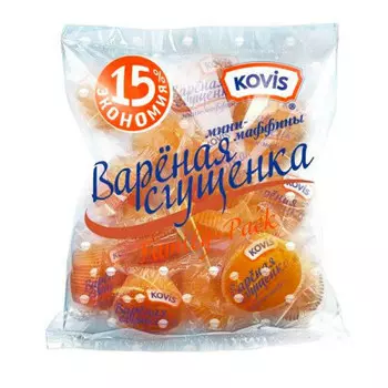 Мини-маффины Kovis 470г с начинкой вареная сгущенка Раменский КК