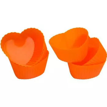 Миниформы д/выпечки 6 шт 6*2.5 см мармитон сердечки-мини силикон