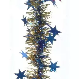 Мишура морозко звездопад 90 ммх2м синий/золото штамп звездочки м1206