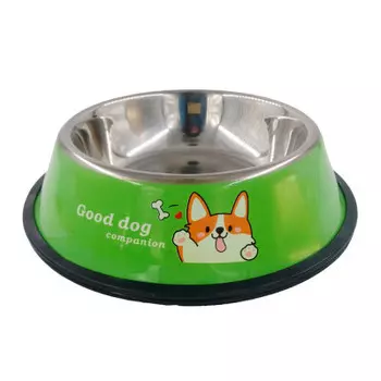 Миска для животных Европа 21.5 x14.8 x4.7 см нержавеющая сталь/резина зеленый tr-05