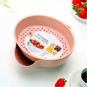 Миска с дуршлагом екоко розовая