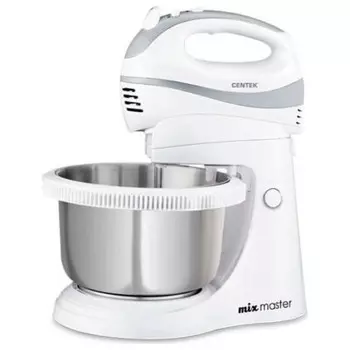 Миксер с чашей Centek CT-1107 белый сталь