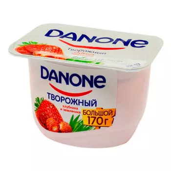 Молочный продукт данон 170 г 3, 6% с творожным кремом клубника земляника