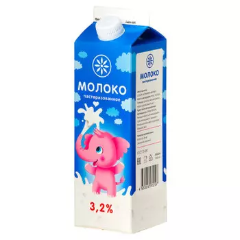 Молоко 900 мл 3,2% пастеризованное пюр-пак ку