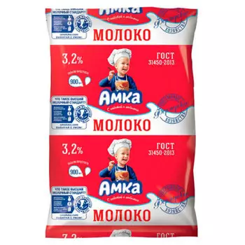 Молоко Амка 900г 3,2% ультрапастеризованное