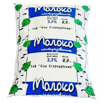 Молоко Березка 0,5л 3,2% фин-пак стародуб
