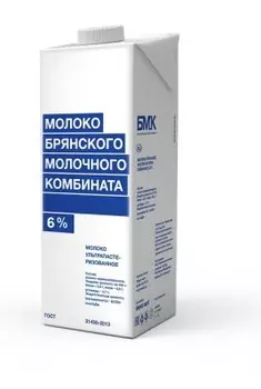 Молоко бмк 0,975л 6% ультрапастеризованное тва