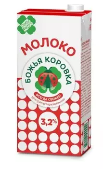 Молоко Божья коровка 950 мл 3, 2% ультрапастеризованное